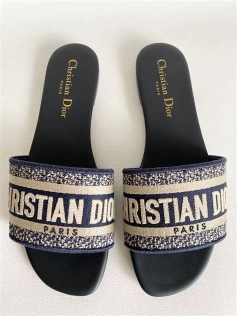 christian dior dway slides gold|christian dior oblique slide sandals.